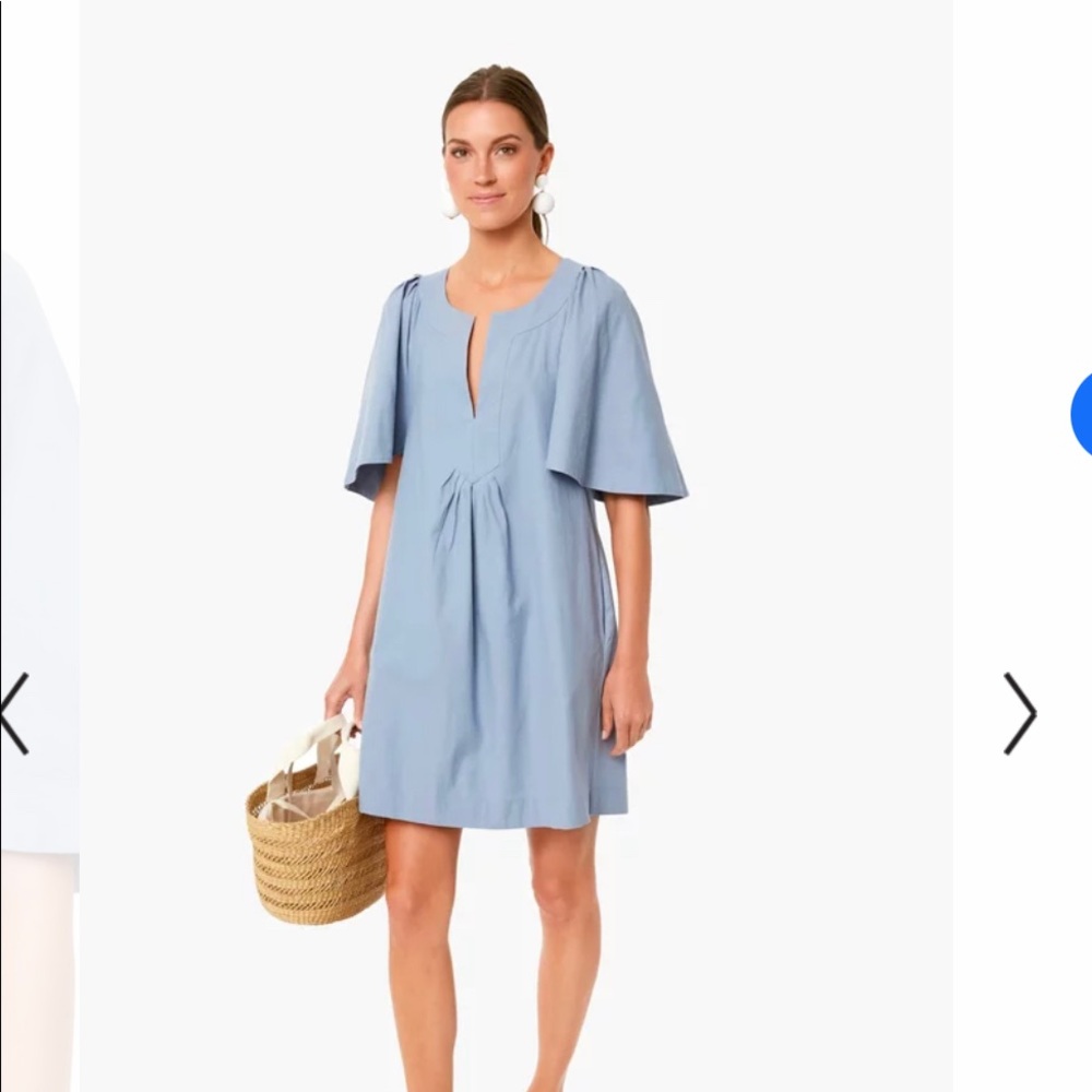 Tuckernuck Pomander Place slate blue Finley flutter sleeve dress Small, NWT